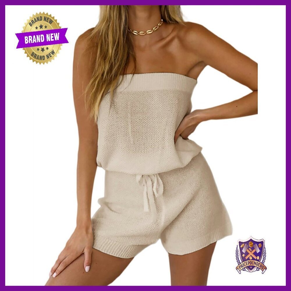 Summer Sleeveless Off-Shoulder Romper with Elastic Waist, Polyester Spandex